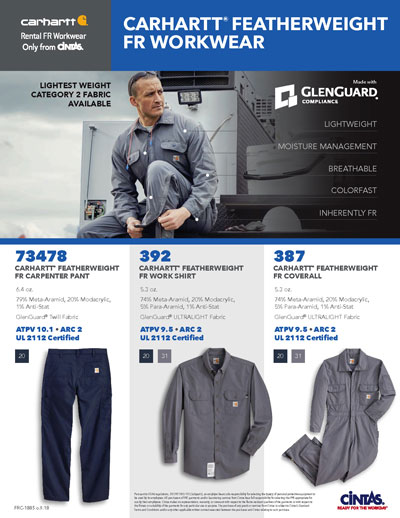 FRC-1885 CARHARTT FEATHERWEIGHT FR WORKWEAR SALES SHEET (10/PK) rev.3/23 (DIG)