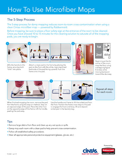 HC-3228 HOW TO USE CINTAS MICROFIBER MOPS SALES SHEETS (20/pk) rev 3/19 (DIG)